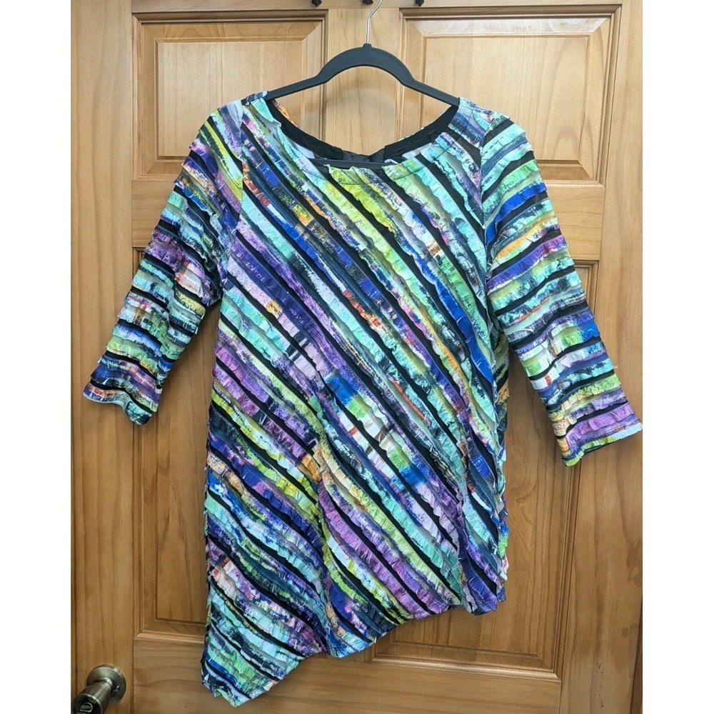 IC By Connie K Women's Medium 3/4 Sleeves Blouse A Symmetrical Hem Pullover - Picture 5 of 8